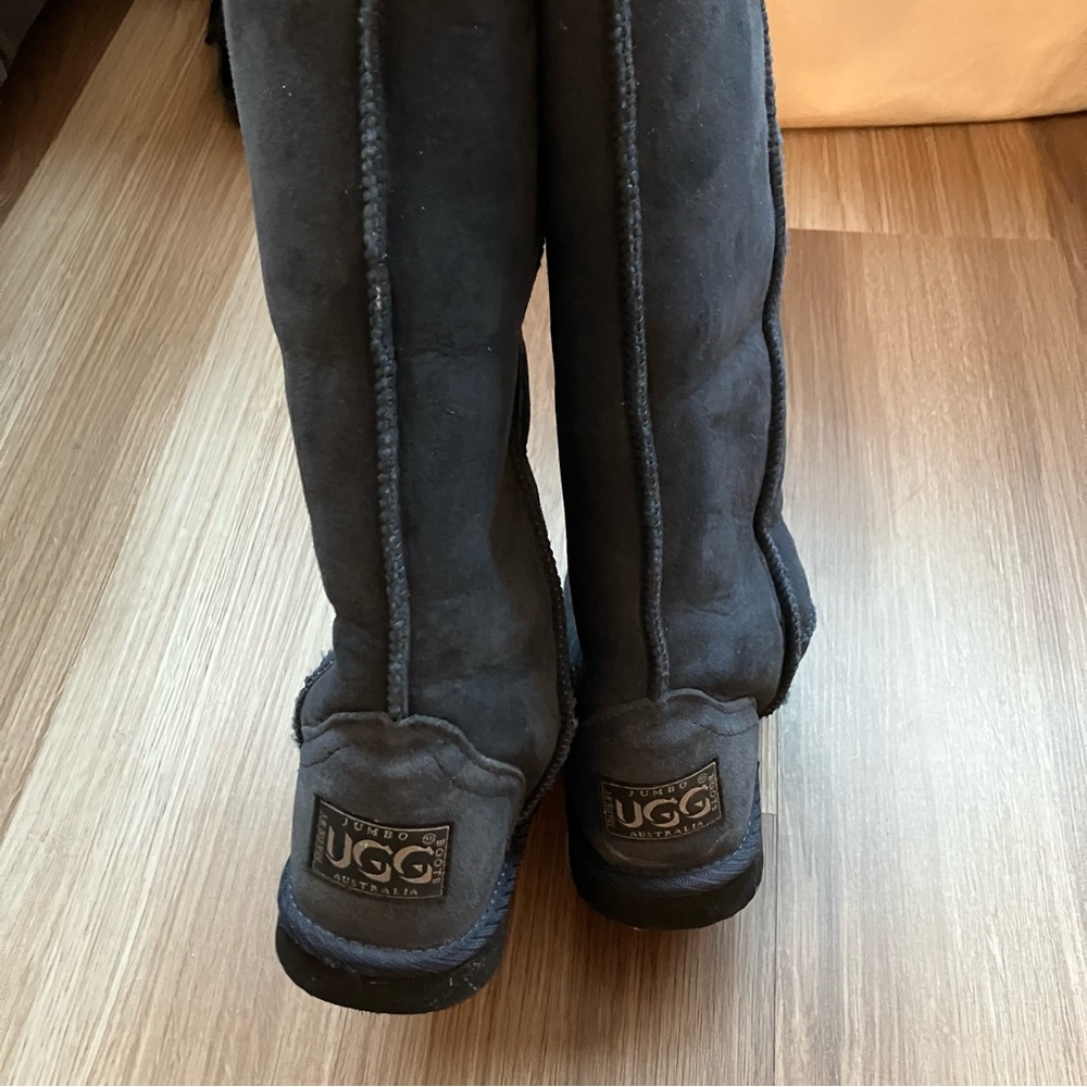 UGG Jumbo Classic Tall Navy Blue Sheepskin Boots - Picture 6 of 12